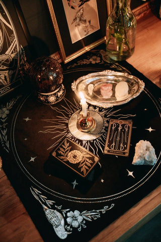 Celestial Velvet Altar Cloth Tea Green Velvet + Gold Foil