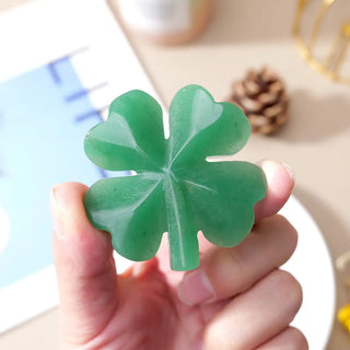 Aventurine Lucky Four Leaf Clover Carved Stone