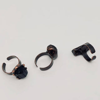 Amorphous Black Tourmaline Adjustable Stone Ring