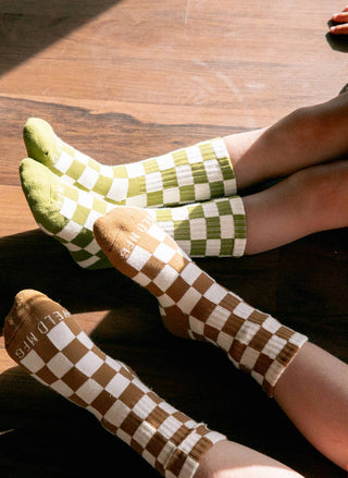 Rust & Cream Checkerboard - Kids Socks