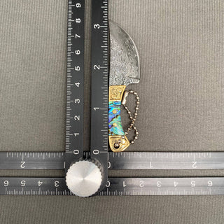 Textured Mini Knife with Abalone Shell Handle & Protective Cover