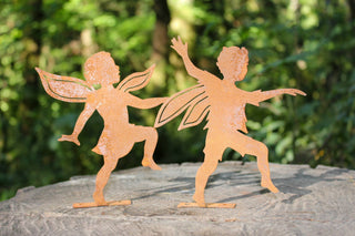 Skipping Boy Fairy - Metal Silhouette Garden Yard Home Art