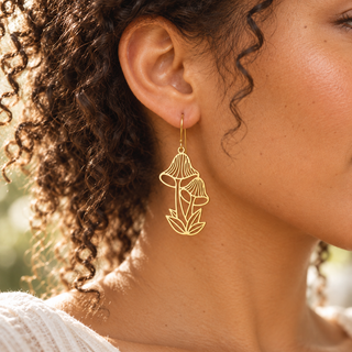 Botanical Mushroom Dangle Earrings