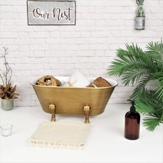 Vintage Bathtub Dish with Gold Accent