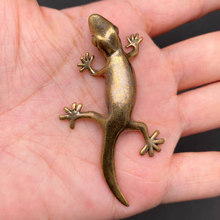Vintage-Style Brass Gecko Desktop Figurine