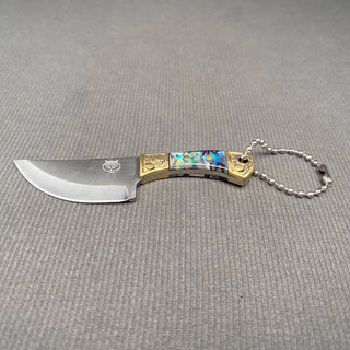 Abalone Shell Inlay Mini Knife with Protective Cover