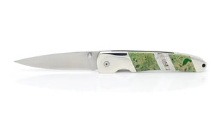 Gemstone Exotics 4" Linerlock Knife - Single: Obsidian/Abalone/Bronze