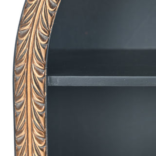 Mireza Ornate Framed Black & Gold 3 Tier Wooden Wall Shelf