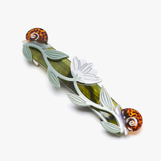 Brocéliande French Barrette w/ Lotus Flowers & Snails