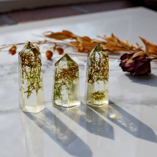 Mini Floral Crystal Tower Obelisk - Lavender Stalk