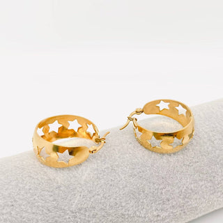 Hollow Stars Gold Plated Hoop Earrings