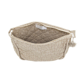 Soft Cotton Quilted Cosmetic Bag: Taupe / 9"x7"