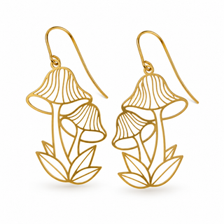 Botanical Mushroom Dangle Earrings