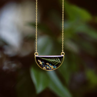 The Goldie - Pressed Fern with Opal Accents Necklace: 20"