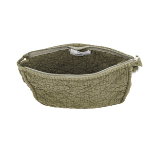 Soft Cotton Quilted Cosmetic Bag: Taupe / 9"x7"