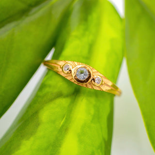 Gold Plated Blue Topaz Ray Ring