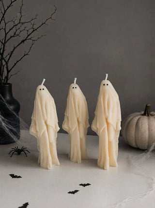Ghost Candle, Halloween Decor: Black / Unscented