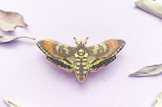 Death's Head Hawkmoth (Acherontia lachesis) Enamel Pin: Locking Pin Back