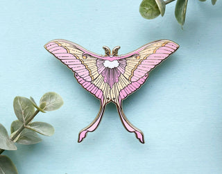 Pink Spirit Moth (Actias rhodopneuma) Enamel Pin