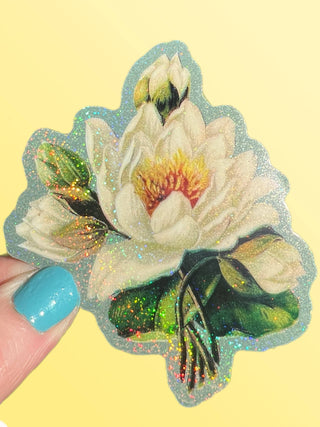 White Lotus Flower Sticker - 3 Inch
