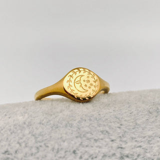 Moon, Sun, & Stars 18K Gold Plated Ring - Size 6
