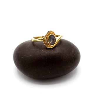 Brass Labradorite Swirl Ring