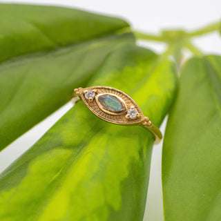 Gold Plated Labradorite & Zircon Ring