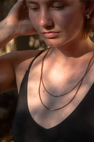 Sintha Silk Bead Wrap (Necklace / Bracelet): Salmon