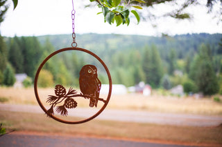 Saw-Whet Owl Ring - Metal Silhouette Garden Yard Home Art