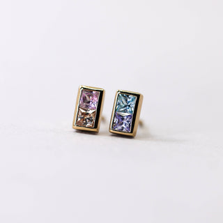 Pastel Ombre Mismatch Stud Earrings - Gold