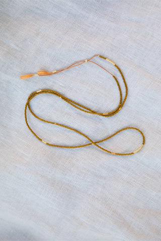 Sintha Silk Bead Wrap (Necklace / Bracelet): Olive