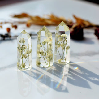 Mini Floral Crystal Tower Obelisk - Lavender Stalk