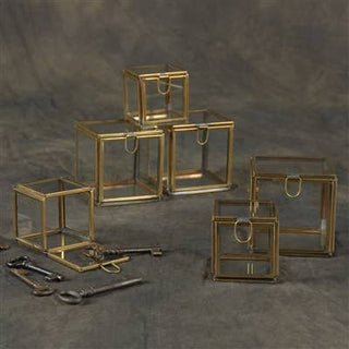 Leaded Glass Box - Small - Brass