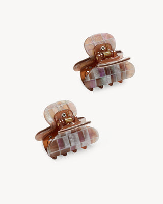 Twin Heirloom Claws in Brown Shell Checker
