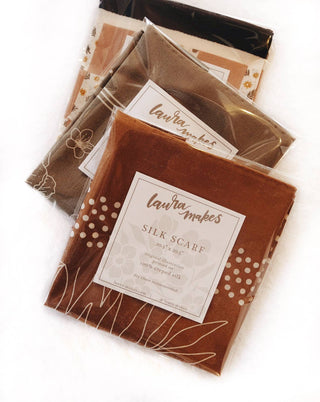 Hand Illustrated Silk Scarf Olive Floral Bandana