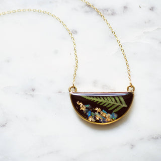 The Goldie - Pressed Fern with Opal Accents Necklace: 20"