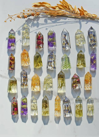 Mini Floral Crystal Tower Obelisk - Purple Statice