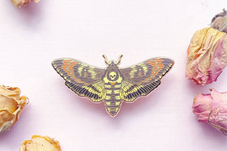 Death's Head Hawkmoth (Acherontia lachesis) Enamel Pin: Locking Pin Back