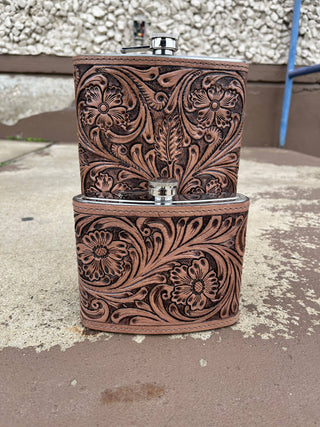 Tooled Leather Flasks 16oz