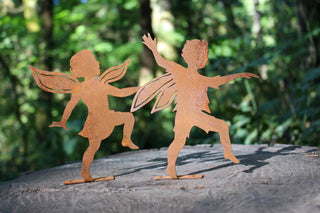 Skipping Boy Fairy - Metal Silhouette Garden Yard Home Art