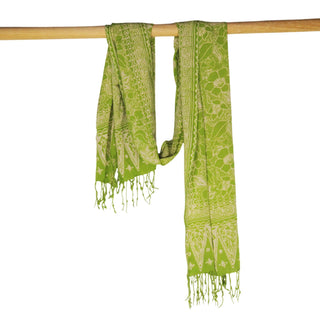 Handmade Batik Scarf - Spotted Green Flowers