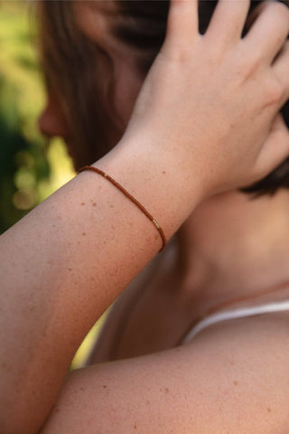 Sintha Silk Bead Bracelet: Salmon