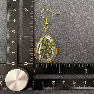 Dried Flowers Drop Dangle Earrings with Lepidium Apetalum