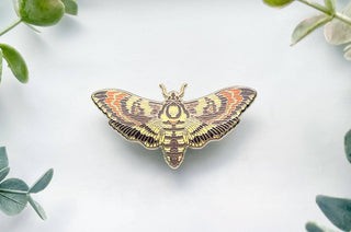 Death's Head Hawkmoth (Acherontia lachesis) Enamel Pin: Locking Pin Back