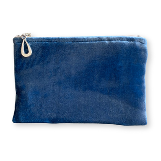 Silk Velvet Coin Purse: Delft Blue