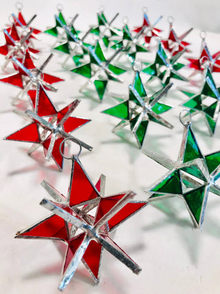 Moravian Star Handmade Stained-Glass Ornament - Iridescent Clear