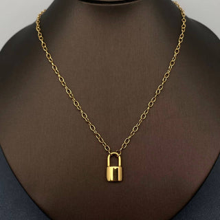 18K Gold-Plated Lock Charm Necklace