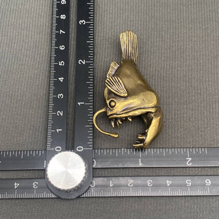 Vintage-Style Brass Lantern Fish Desktop Figurine