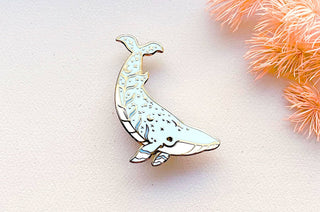 Moon Dedication Minke Whale Enamel Pin