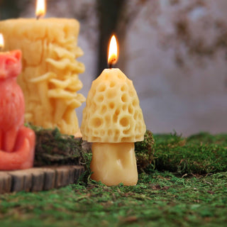 Mushroom Candles – 100% Pure Beeswax – 3 Styles: Morel Mushroom